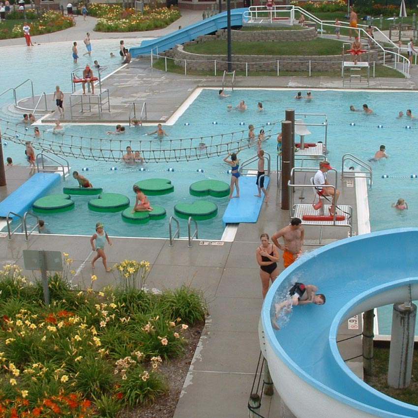 people playing in a water park
