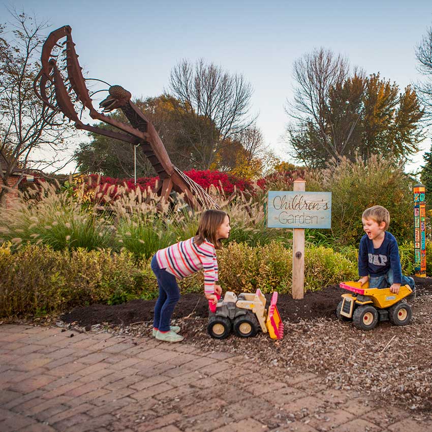 children playing in a garden