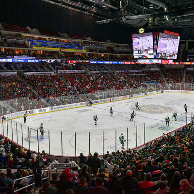 hocky game being played in an arena