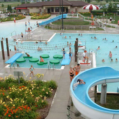 overhead view of a waterpark