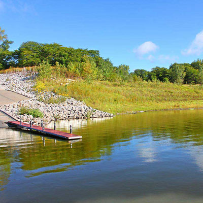 view of a dock near a lake