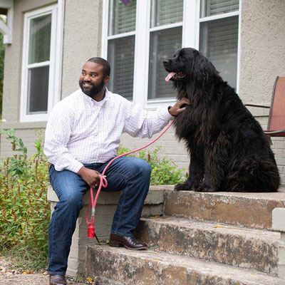 an individual and their dog
