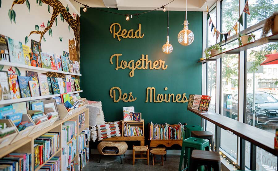 A cozy corner of a bookstore