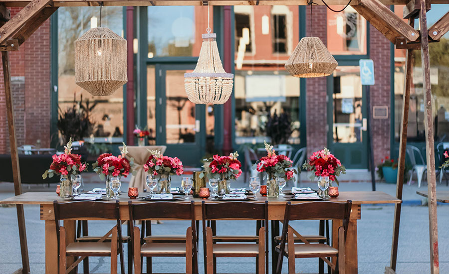 a table with table setting