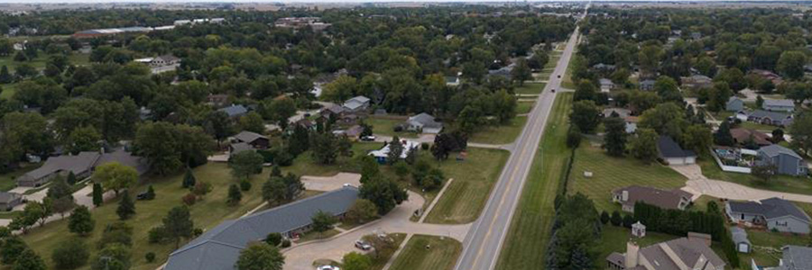 Grinnell Aerial view of homes in Grinnell